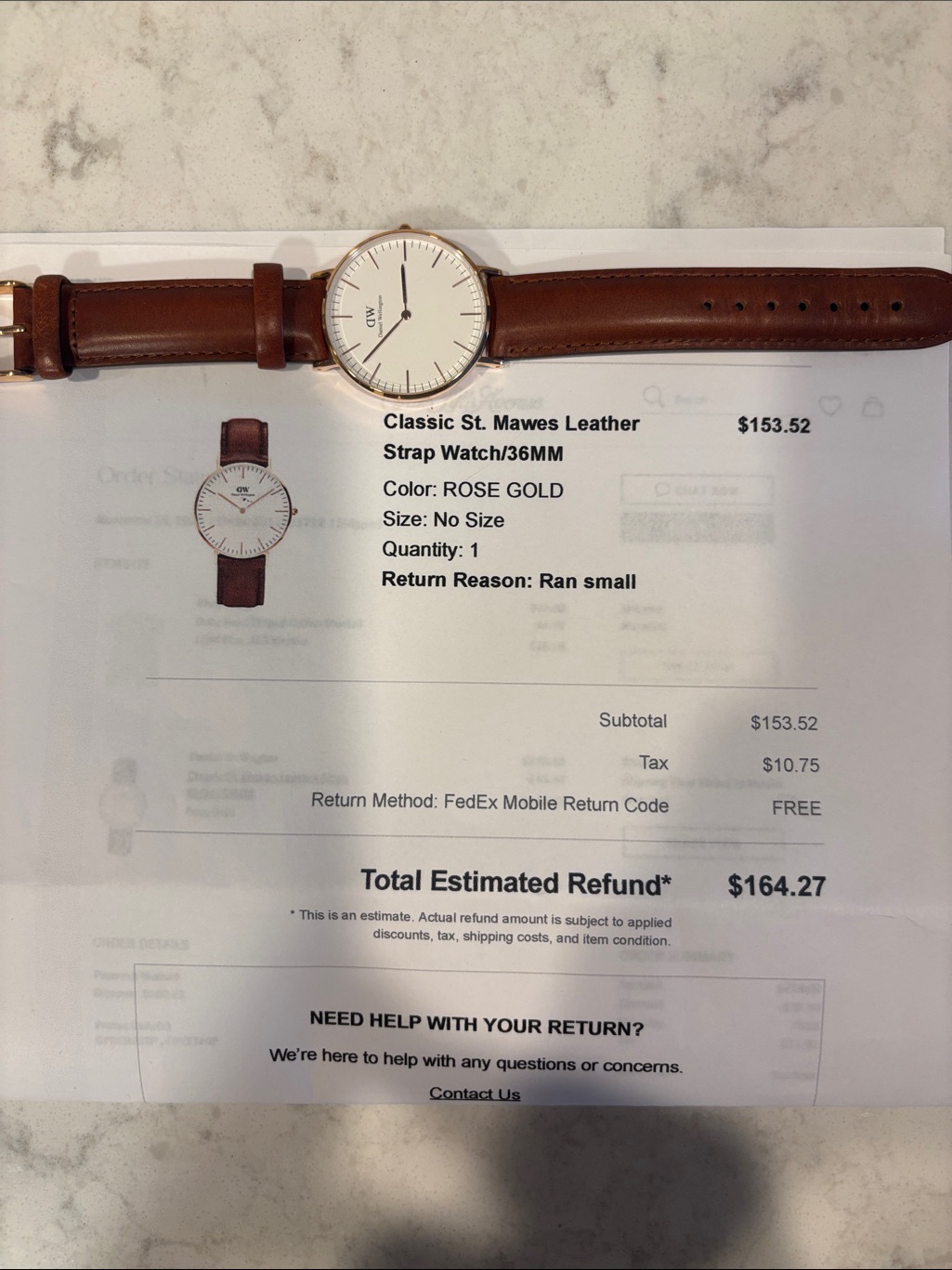 Daniel Wellington Brown Leather Strap Watch With Rose Gold